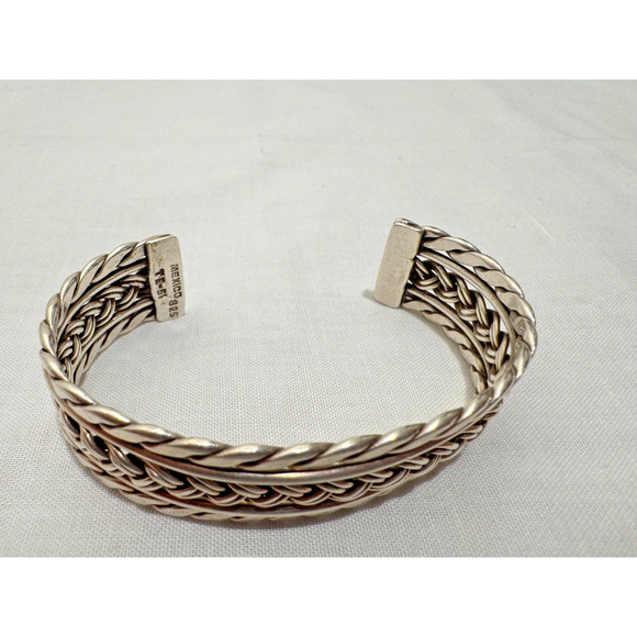 Taxco Sterling Silver Cuff Bracelet Braided Woven Twisted Braid 40 grams Vintage - Picture 3 of 11
